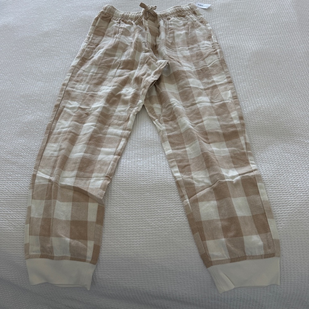 Old Navy Beige and White Buffalo-Check Lounge Pants
